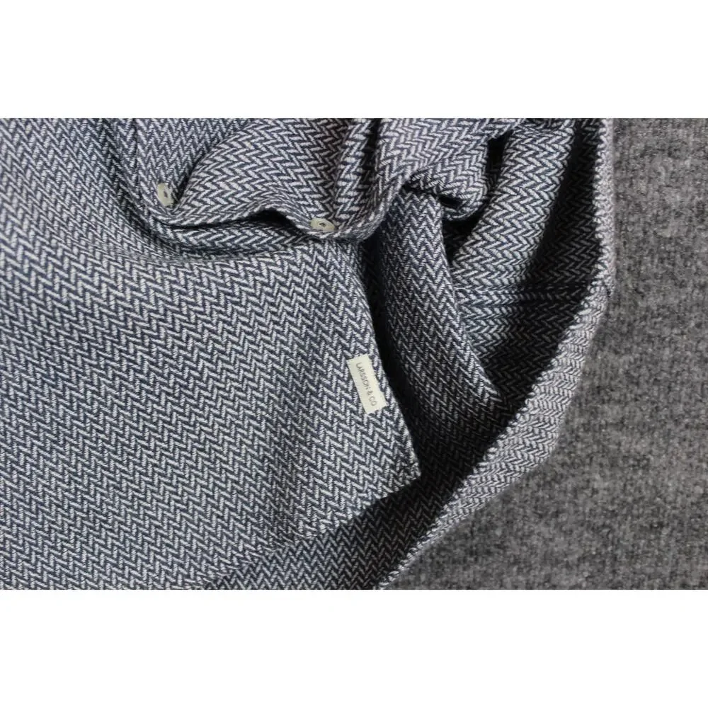 Larsson & Co Premium Men's Textured Herringbone Weave Shirt Blue‎ Size XL